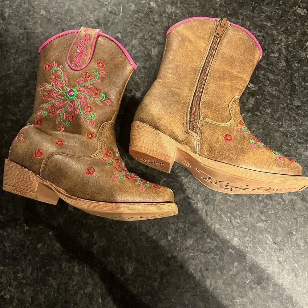 Blazin Roxx Brown Boots with Pink and Green Embroidery